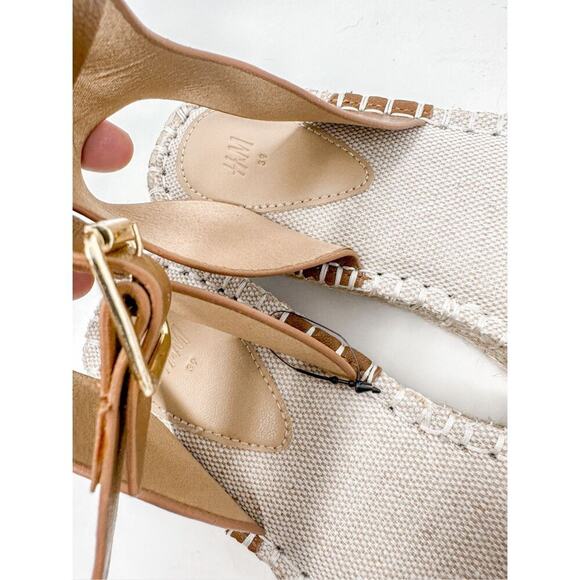 NEW H&M Platform Espadrilles Sparkling Sandals Brown Cream US Size 8 Size 39 - Picture 11 of 11